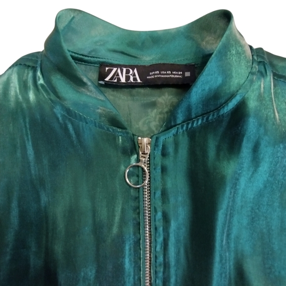 Zara Jackets & Blazers - TEMPORARY PRICE REDUCTION EUC Zara Green sheer bomber style jacket Size XS